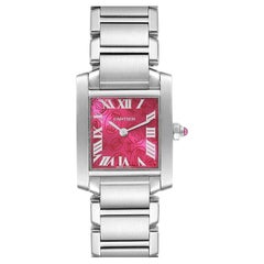 Cartier Tank Francaise Raspberry Dial Limited Edition Watch W51030Q3 Box Papers