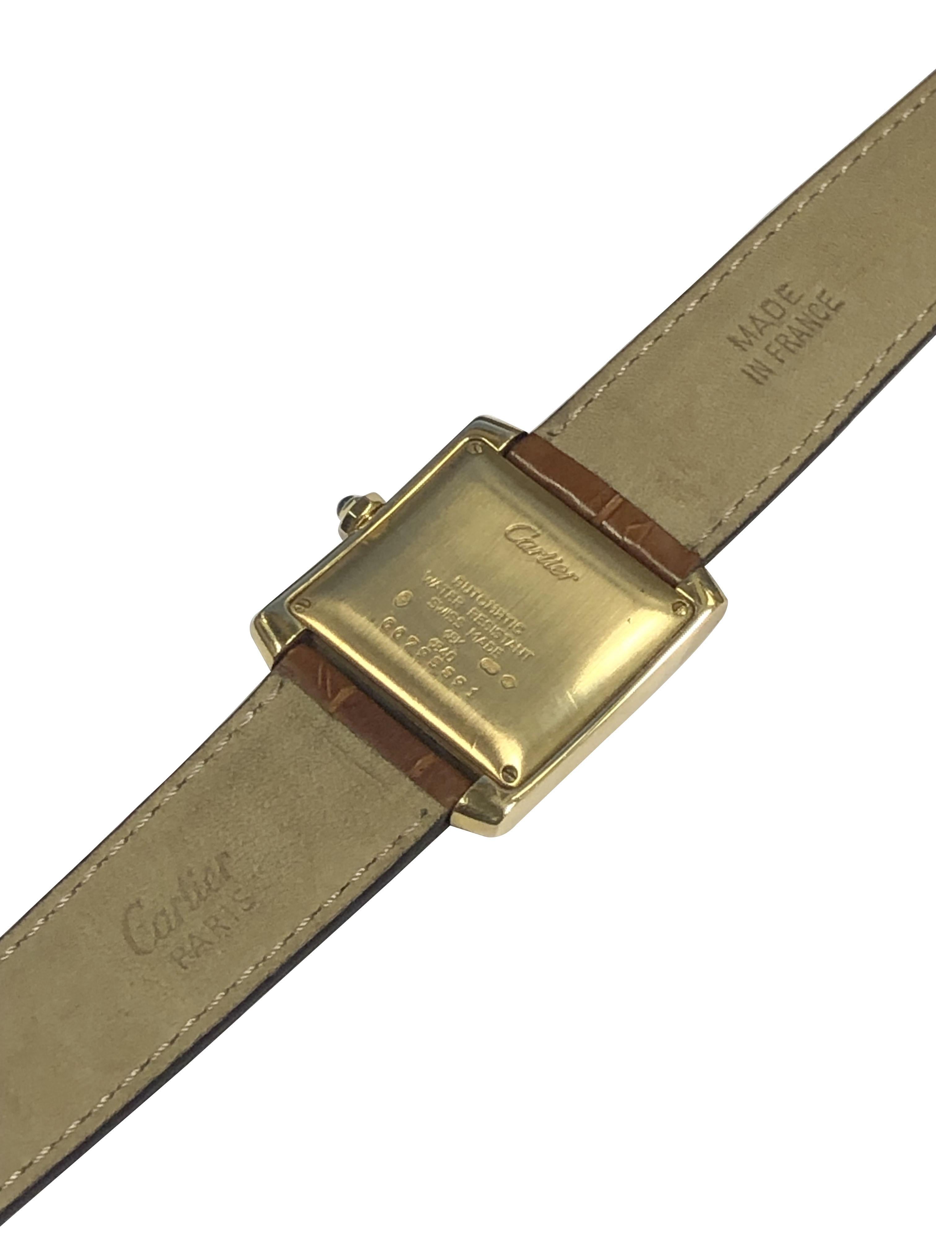 Cartier Tank Francaise Ref 1840 Large Yellow Gold Automatic Wrist Watch For Sale 1