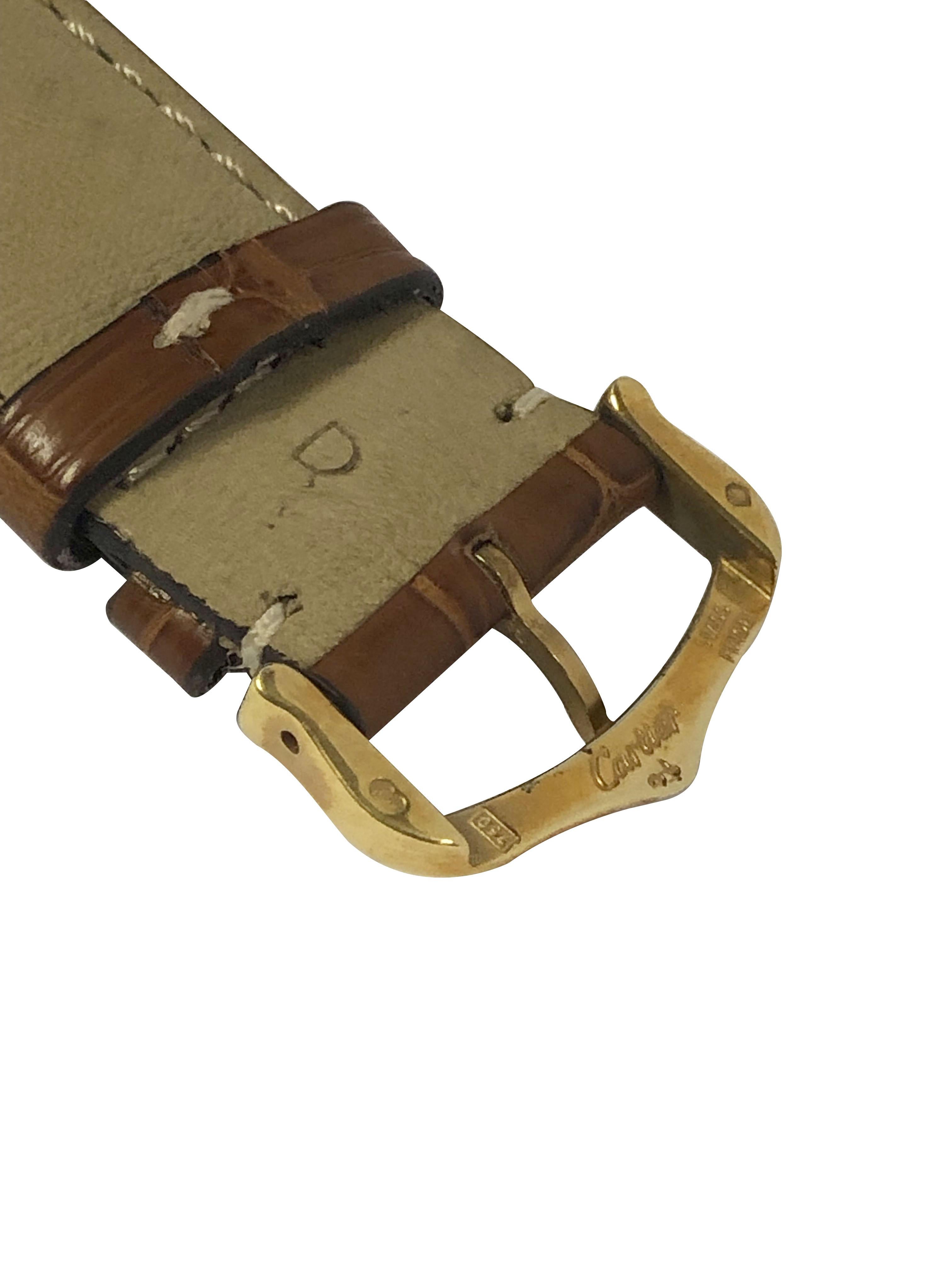 Cartier Tank Francaise Ref 1840 Large Yellow Gold Automatic Wrist Watch For Sale 2