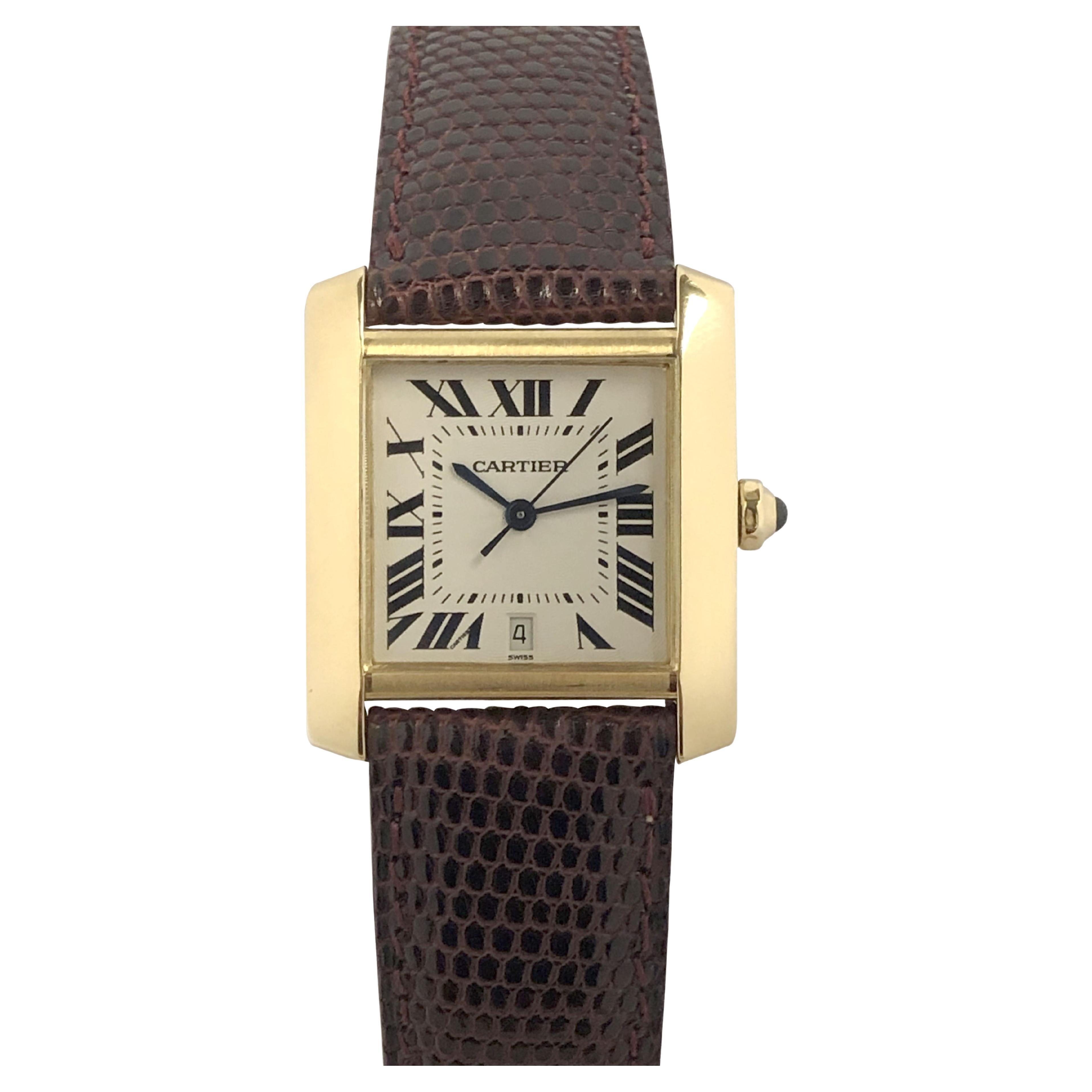 Cartier Tank Francaise Ref 1840 Large Yellow Gold Automatic Wrist Watch