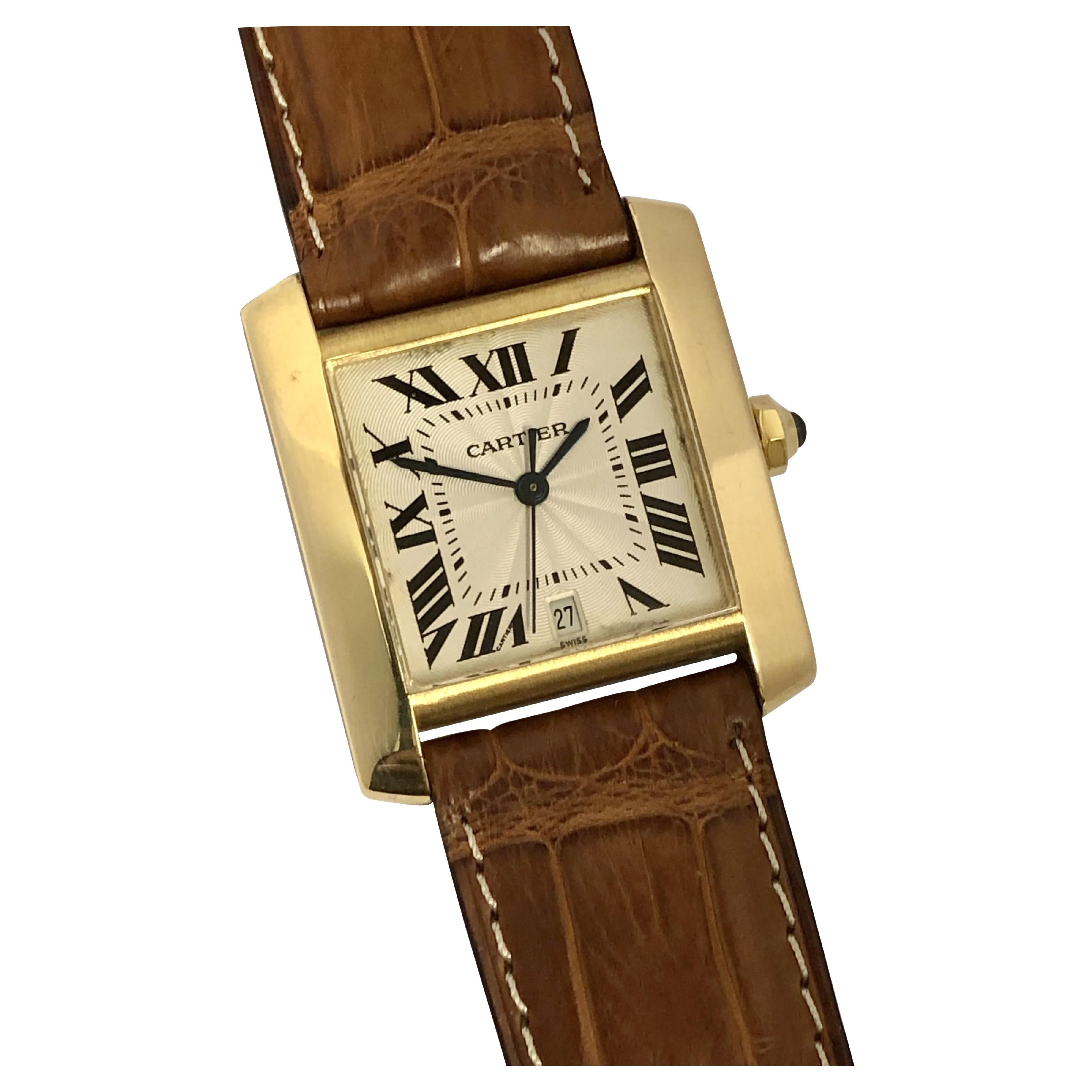 Cartier Tank Francaise Ref 1840 Orologio da polso automatico grande in oro giallo