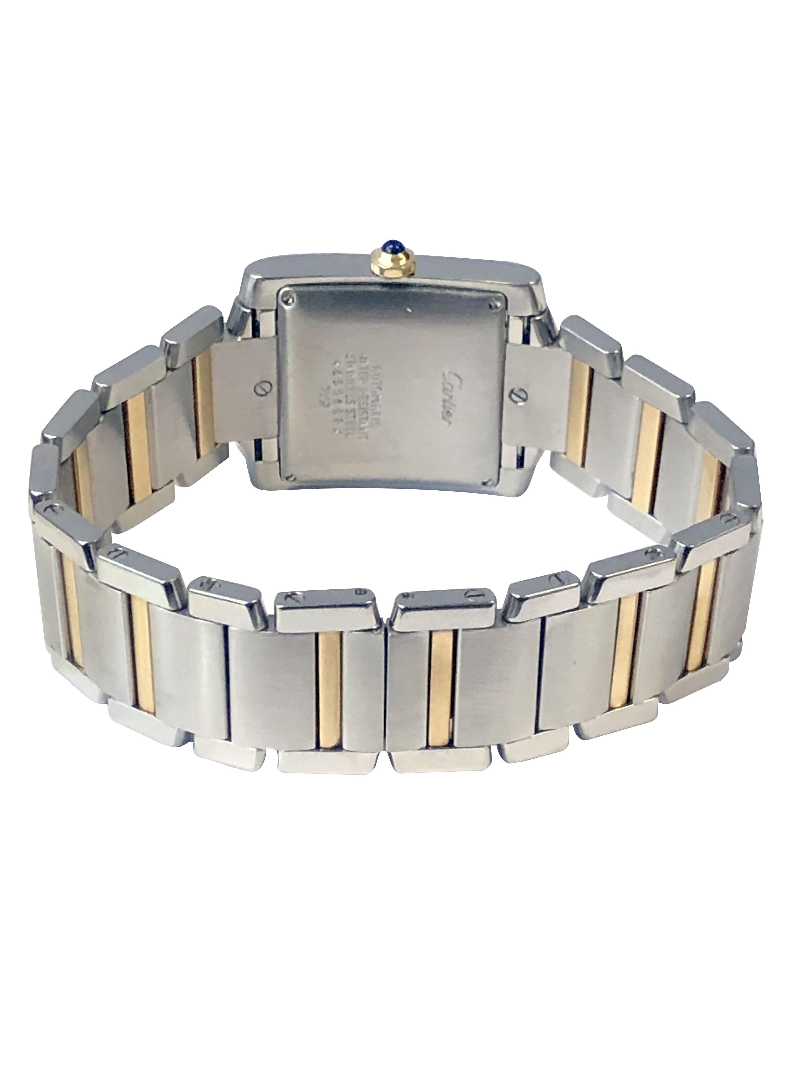 Femenino o masculino Reloj de pulsera automático Cartier Tank Francaise Ref 2302 grande de acero y 18 quilates