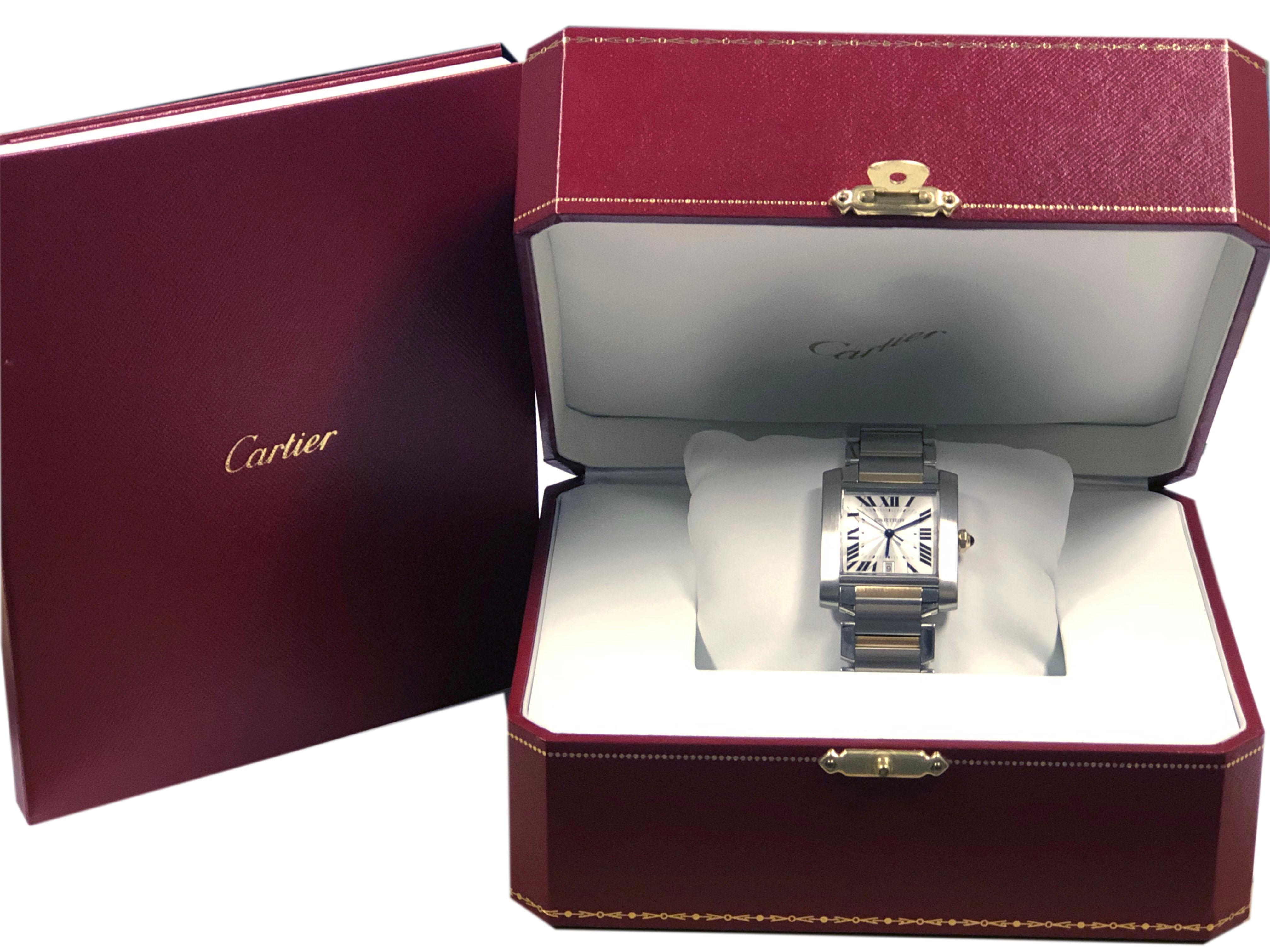 Reloj de pulsera automático Cartier Tank Francaise Ref 2302 grande de acero y 18 quilates 1