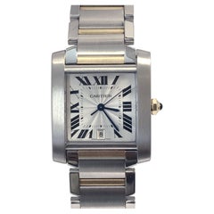 Reloj de pulsera automático Cartier Tank Francaise Ref 2302 grande de acero y 18 quilates