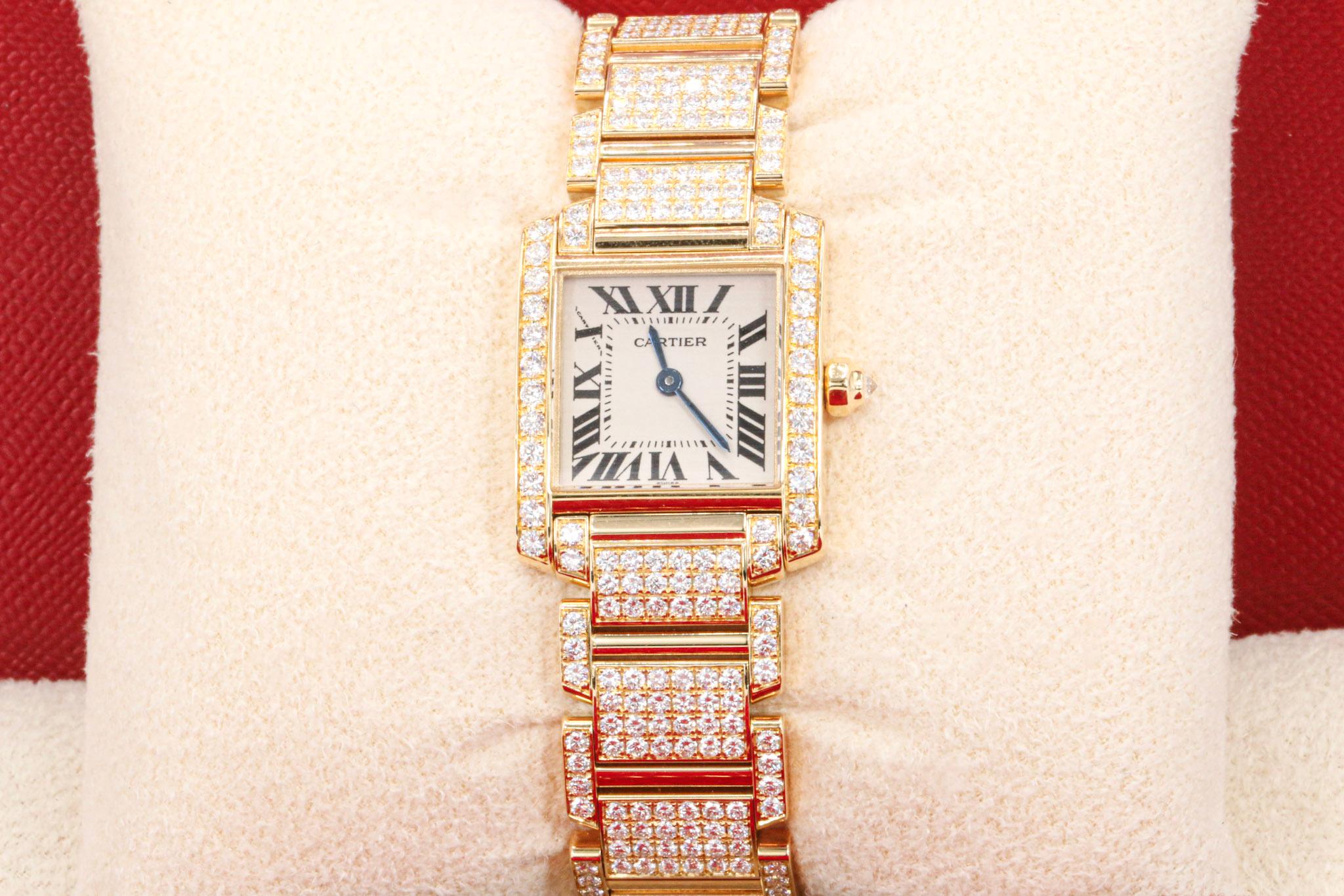 Cartier Tank Francaise Ref. 2364 in 18k Gold Factory Diamonds Watch ...