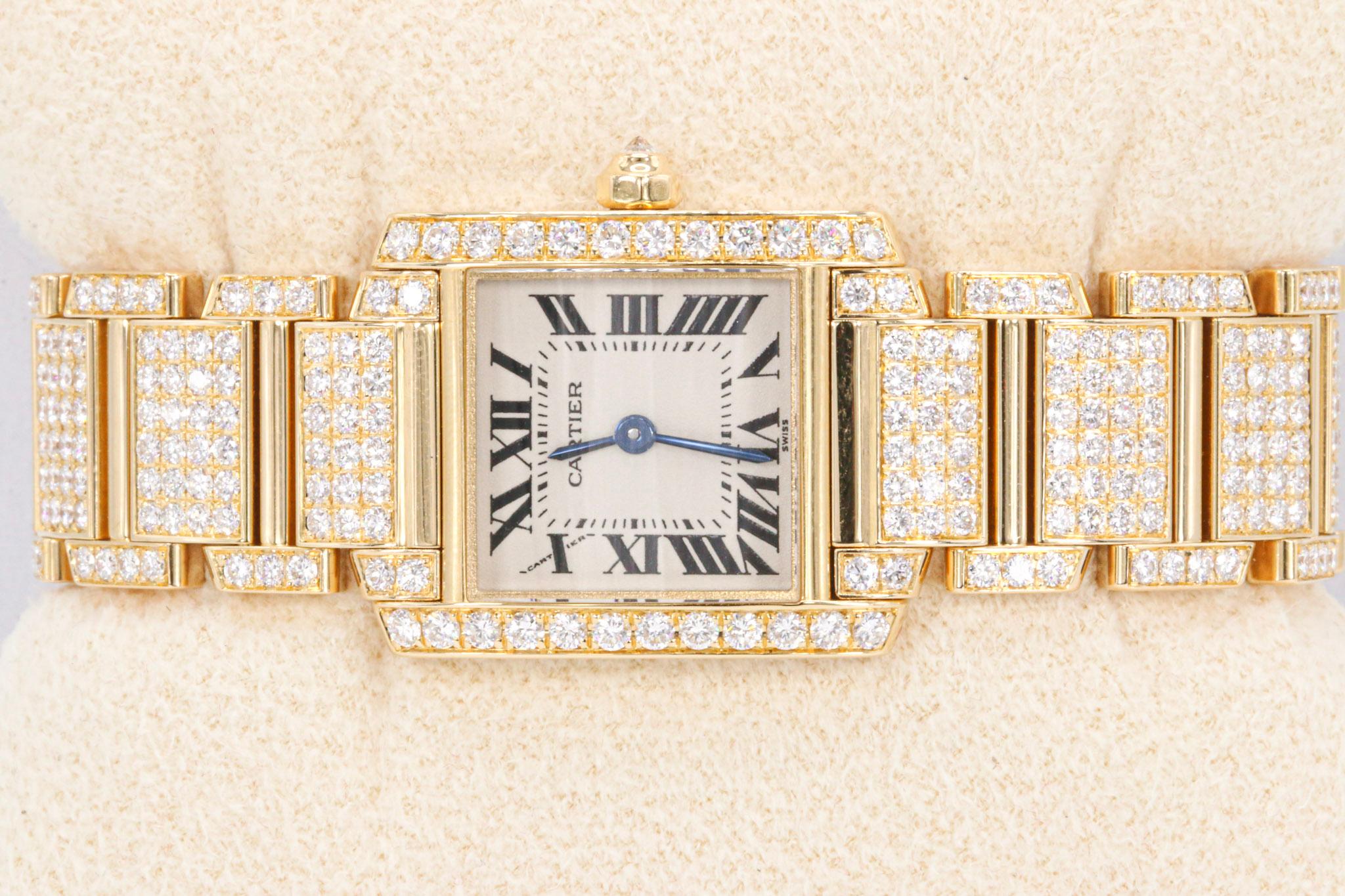 Cartier Tank Francaise Ref. 2364 in 18k Gold Factory Diamonds Watch ...
