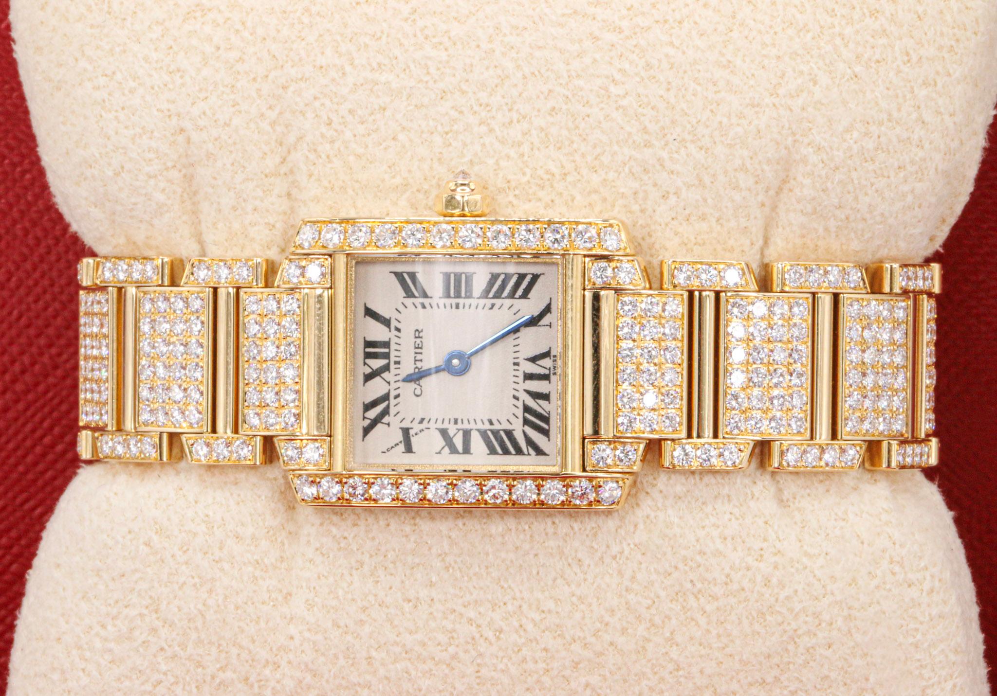Cartier Tank Francaise Ref. 2364 in 18k Gold Factory Diamonds Watch ...