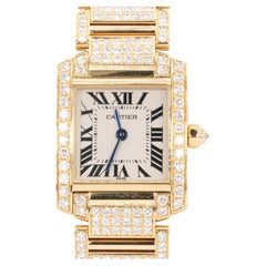 Cartier Tank Francaise Ref. 2364 in 18k Gold Factory Diamonds Watch Papers/Box