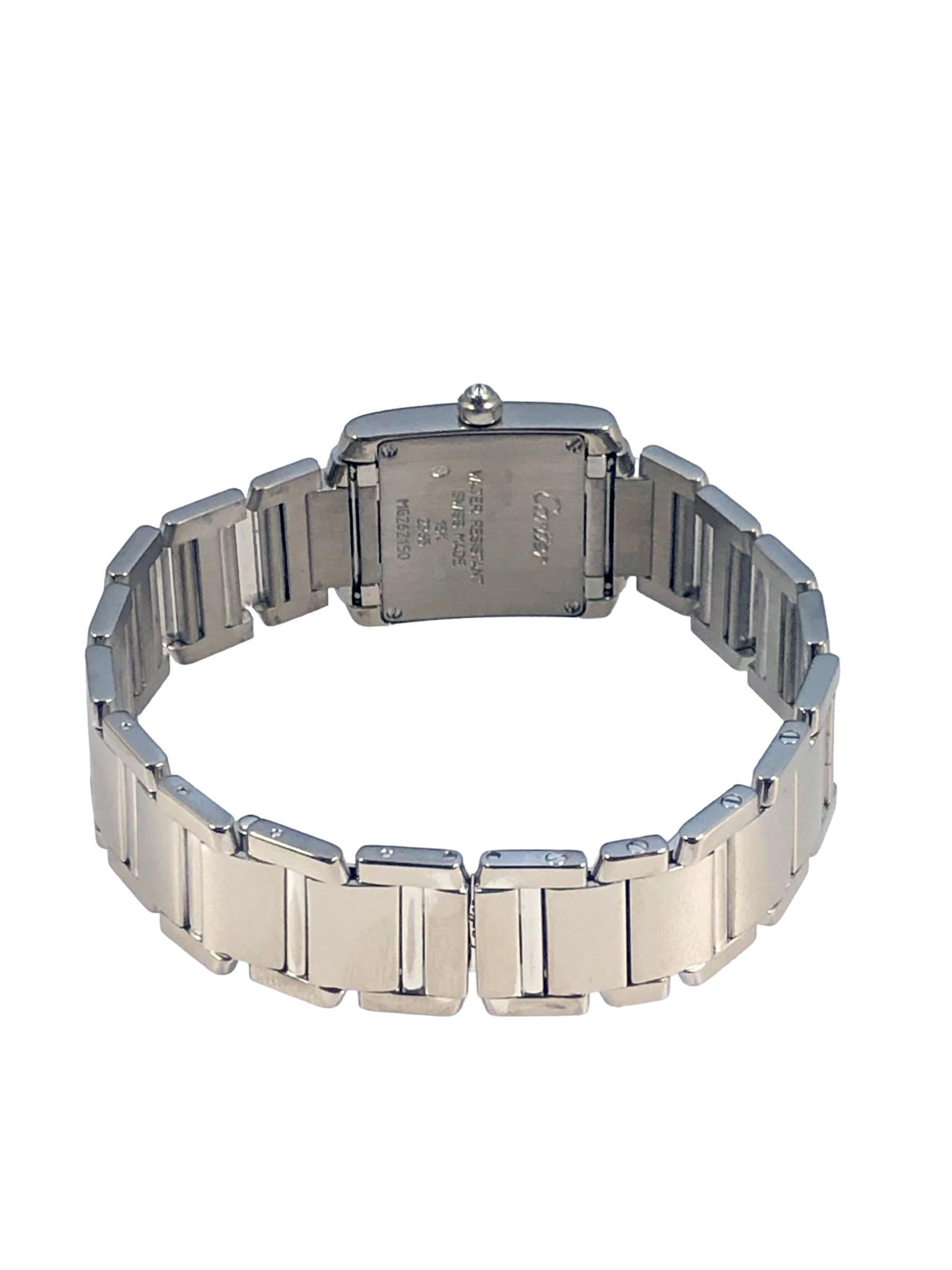Cartier Tank Francaise Ref 2365 Orologio da polso da donna in oro bianco e diamanti In condizioni ottime in vendita a Chicago, IL