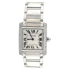 Cartier Tank Francaise Ref. 2404 18k White Gold Diamond Bezel Watch