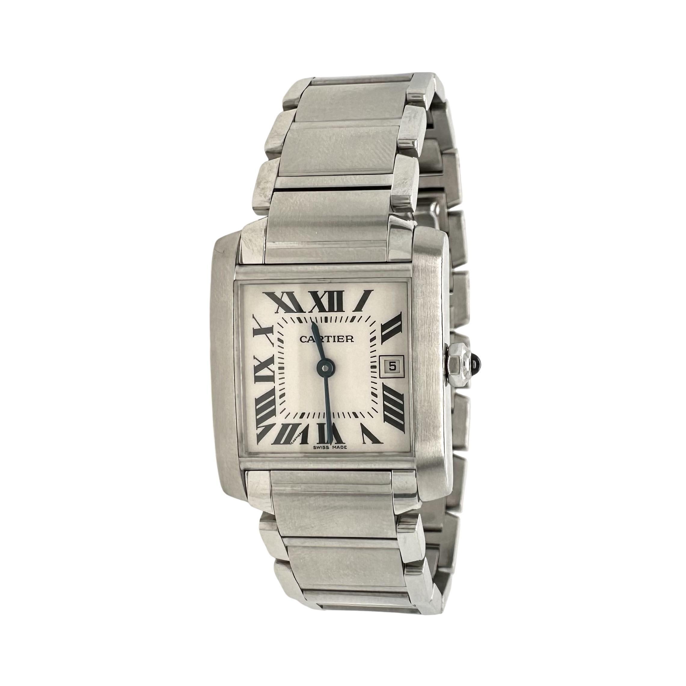 Cartier Tank Francaise Ref. 2465 Stainless Steel Small Watch For Sale 1