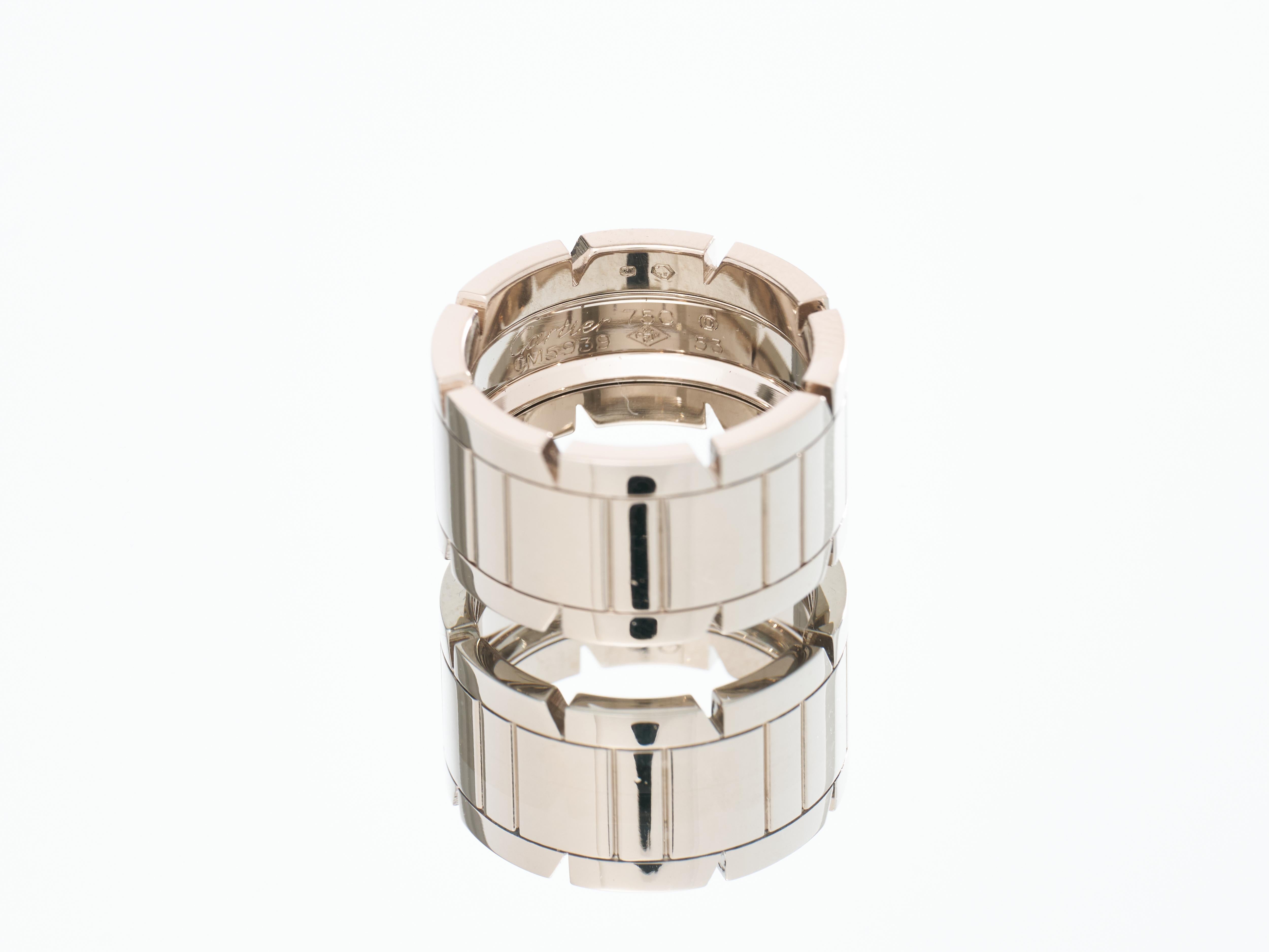 Cartier Tank Francaise Ring 18K White Gold 11mm Wide Size M 53 Boxed 6