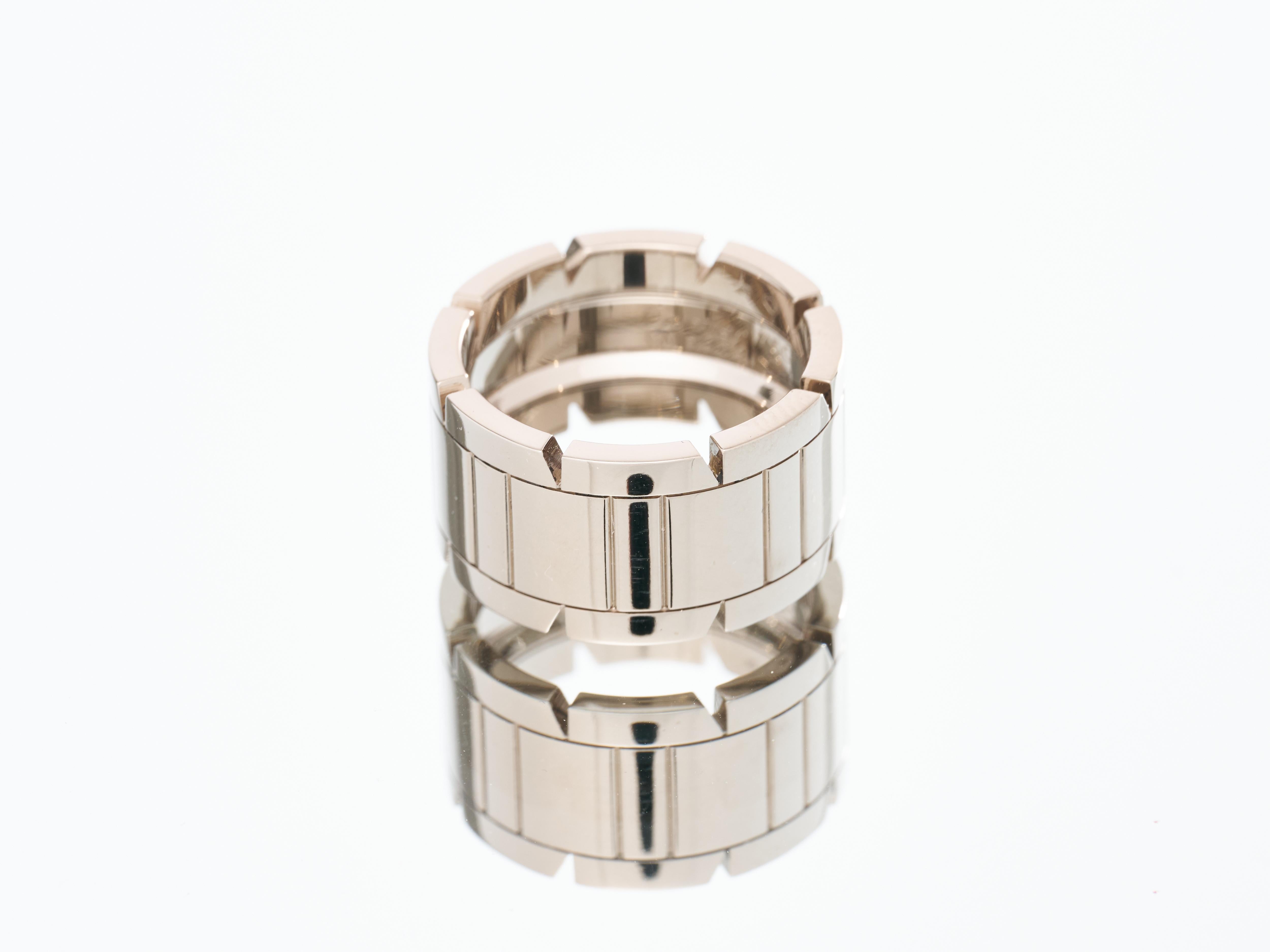 Cartier Tank Francaise Ring 18K White Gold 11mm Wide Size M 53 Boxed 7