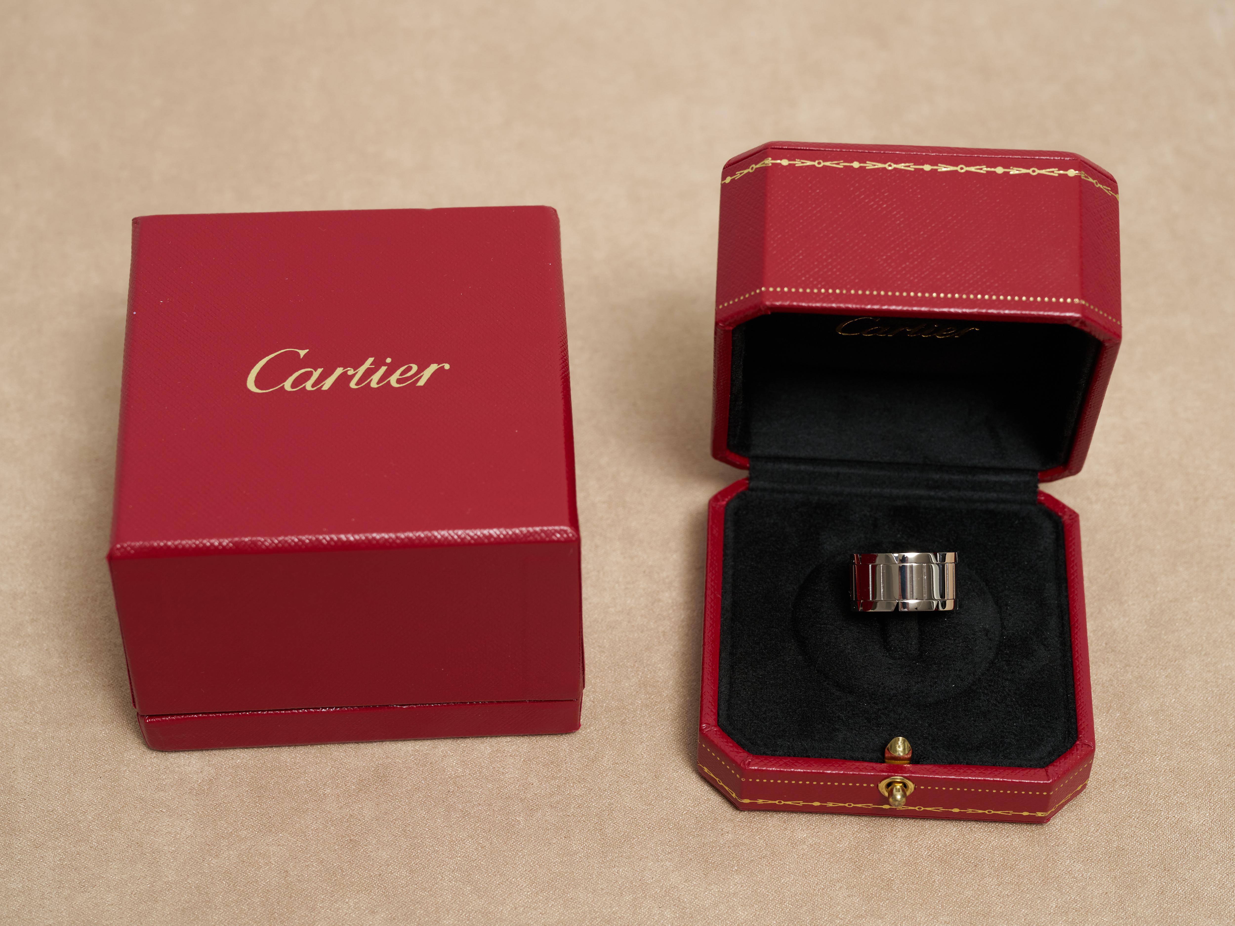 Cartier Tank Francaise Ring 18K White Gold 11mm Wide Size M 53 Boxed 8