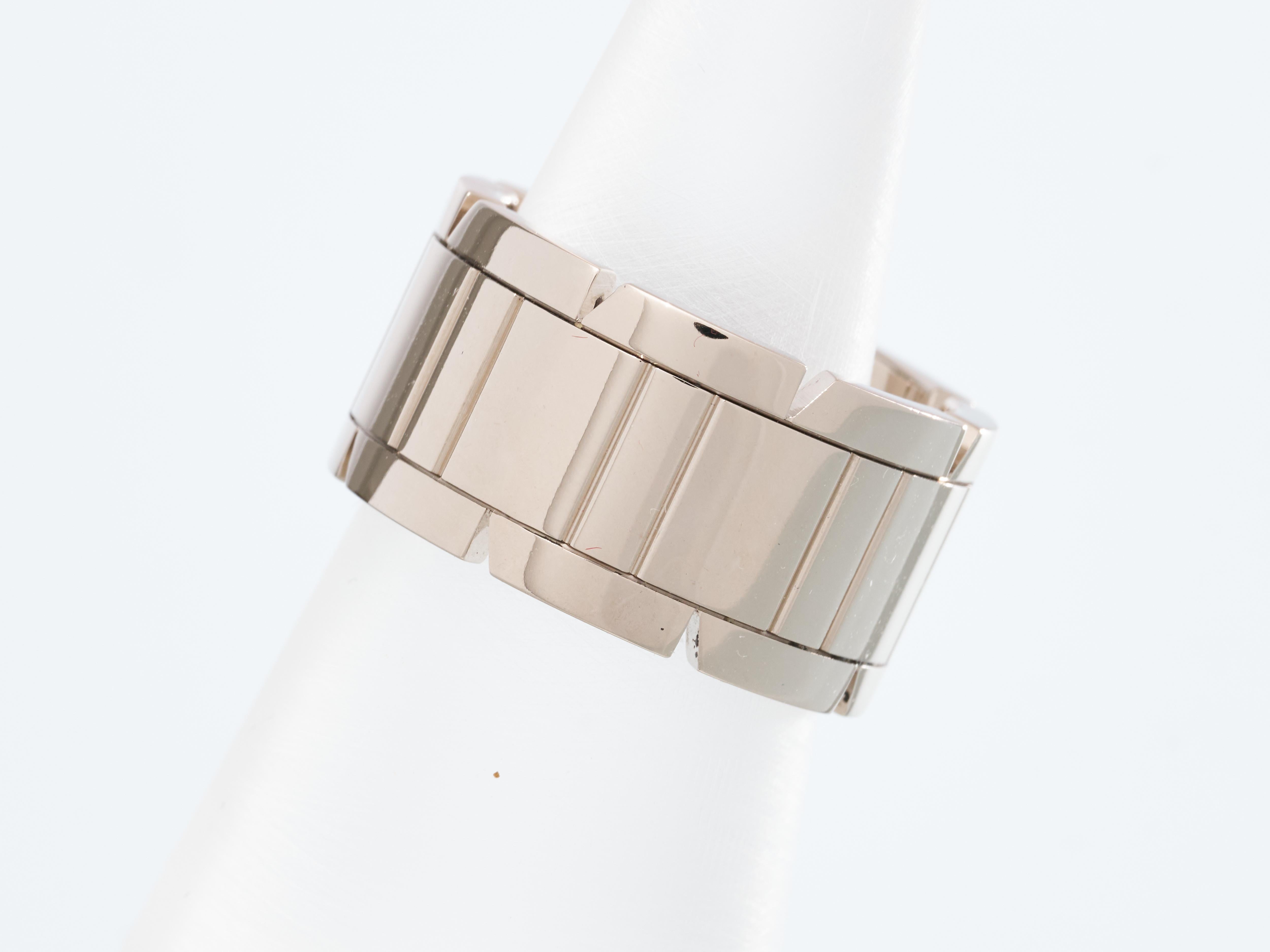 Art Deco Cartier Tank Francaise Ring 18K White Gold 11mm Wide Size M 53 Boxed