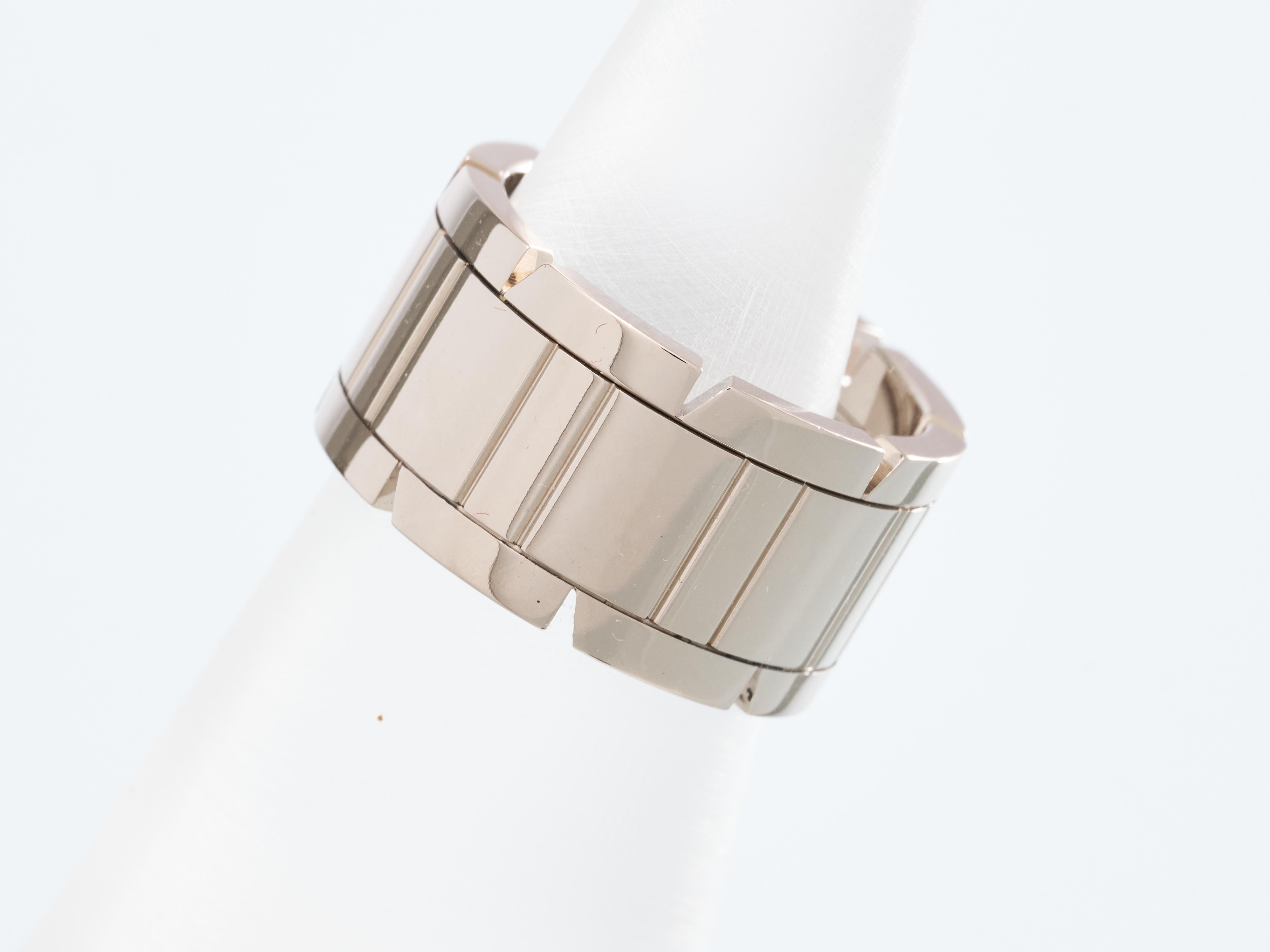 Cartier Tank Francaise Ring 18K White Gold 11mm Wide Size M 53 Boxed In Good Condition In London, GB