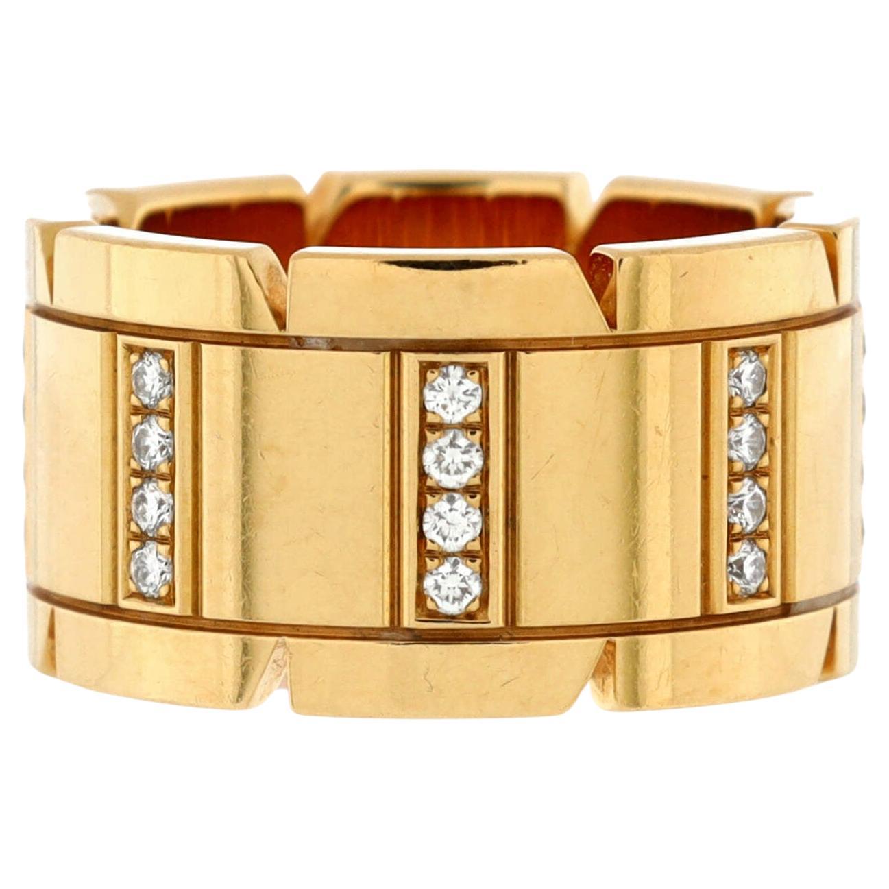 Cartier Tank Francaise Ring 18K Yellow Gold with Diamonds Wide For Sale
