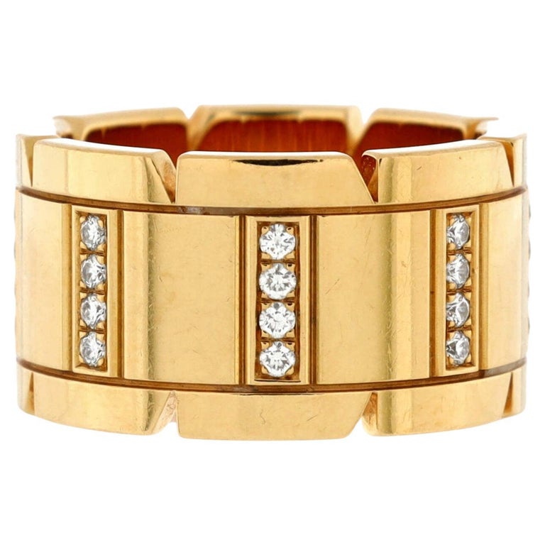 Cartier Tank Francaise Ring 18K Yellow Gold with Diamonds Wide For Sale at  1stDibs