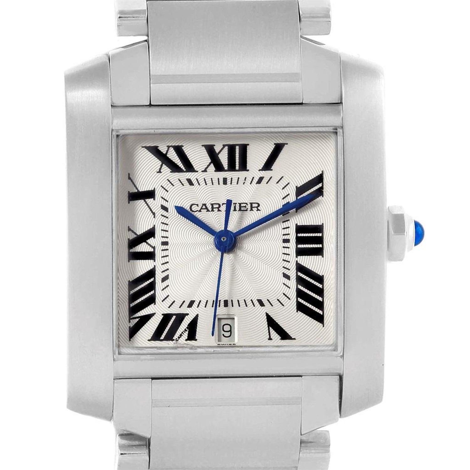 Cartier Tank Francaise Roman Numerals Steel Men S Watch W51002q3 For Sale At 1stdibs