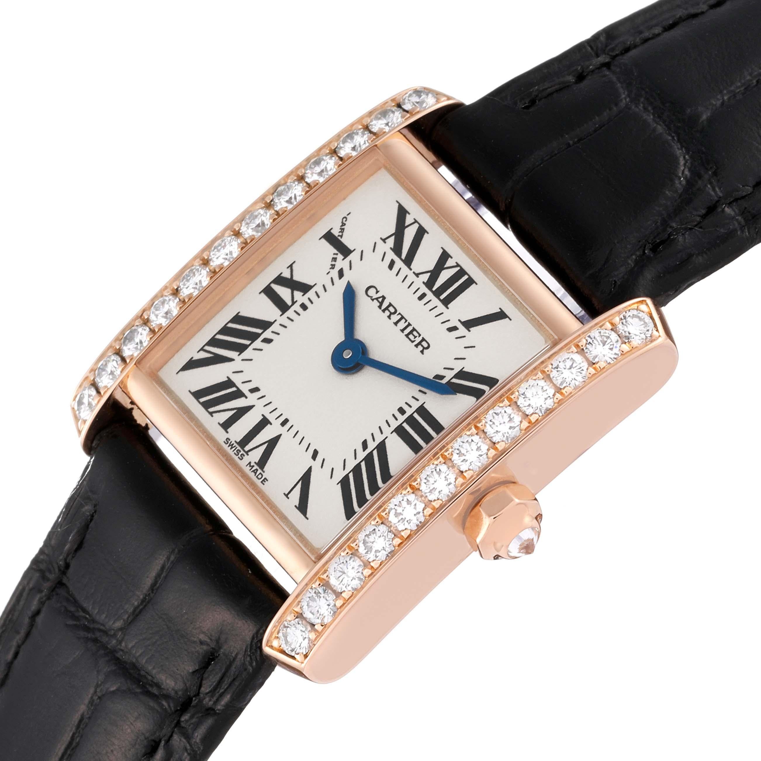 Cartier Tank Francaise Rose Gold Diamond Black Strap Ladies Watch WE104531 1