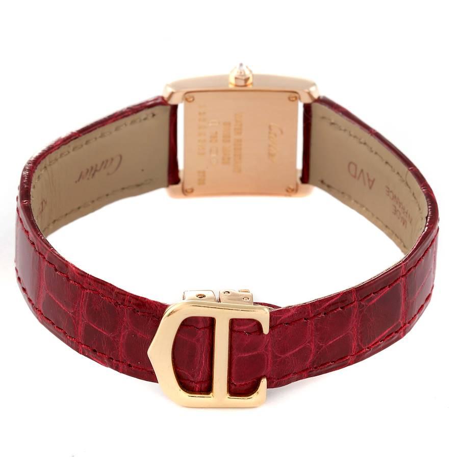 Cartier Tank Francaise Rose Gold Diamond Burgundy Strap Ladies Watch WE104531 2