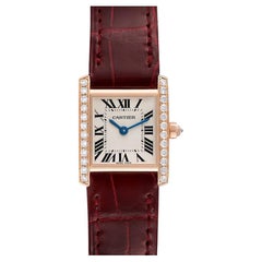 Cartier Tank Francaise Rose Gold Diamond Burgundy Strap Ladies Watch WE104531