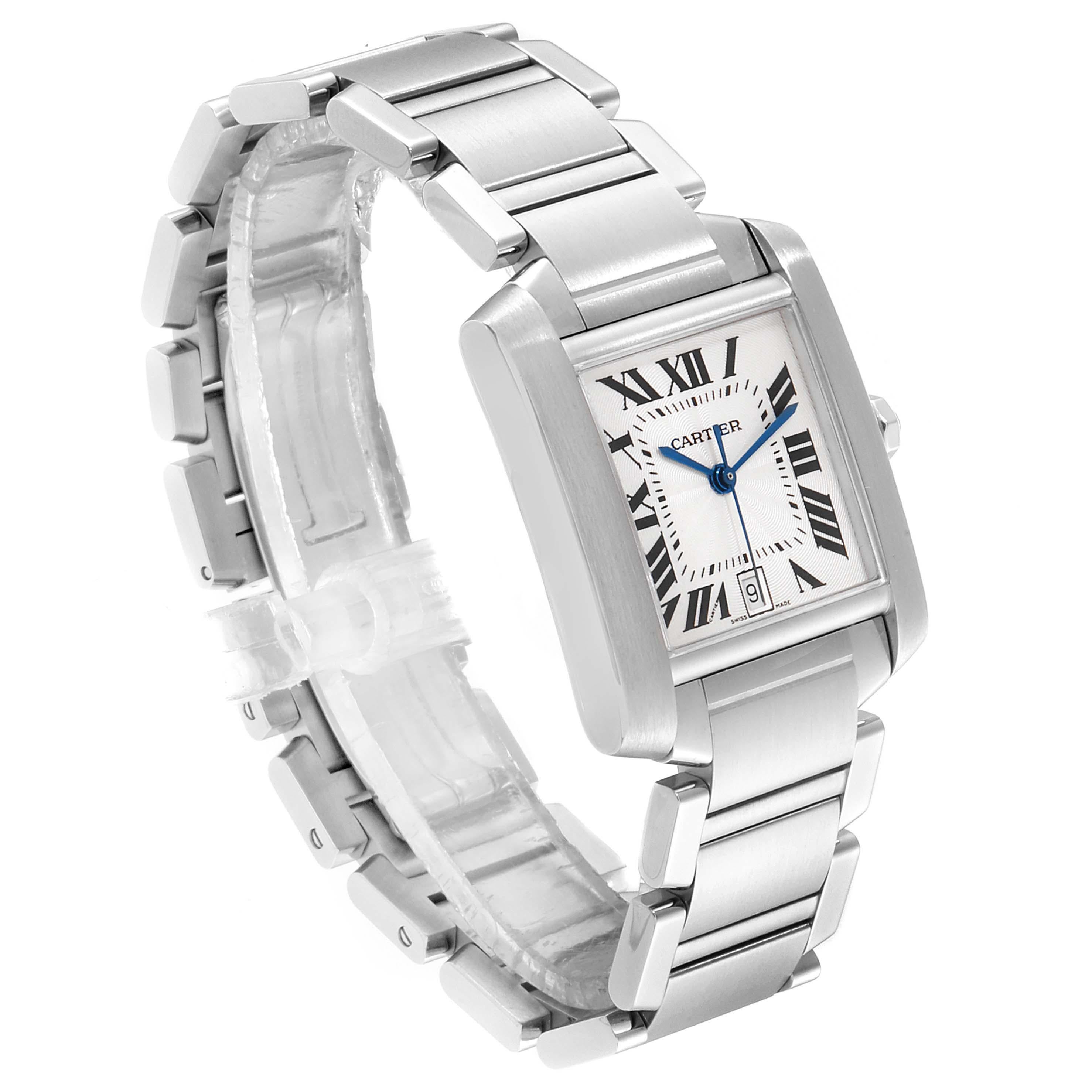 Cartier Tank Francaise Silver Dial Automatic Steel Men's Watch W51002Q3 For Sale 1
