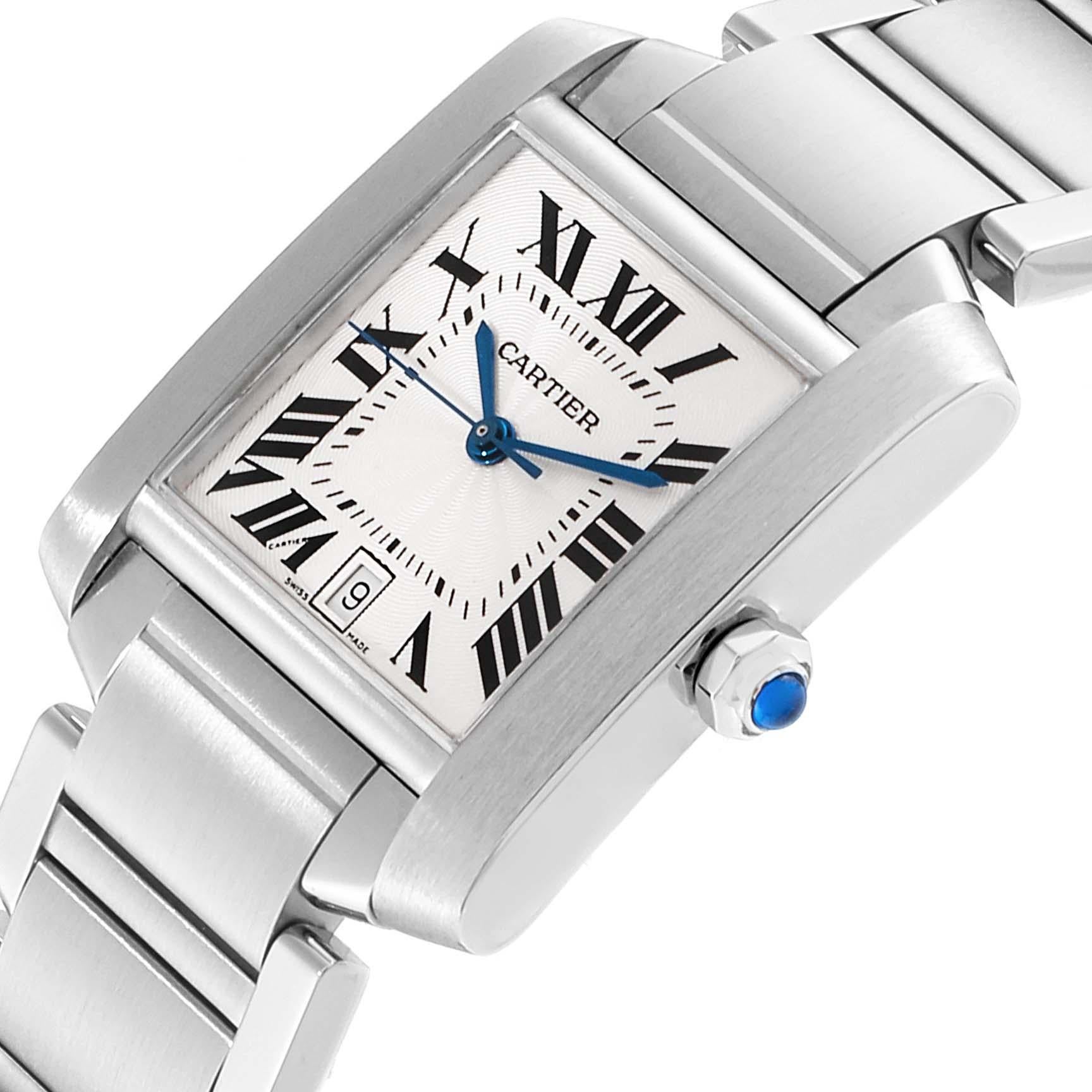 Cartier Tank Francaise Silver Dial Automatic Steel Men's Watch W51002Q3 For Sale 2