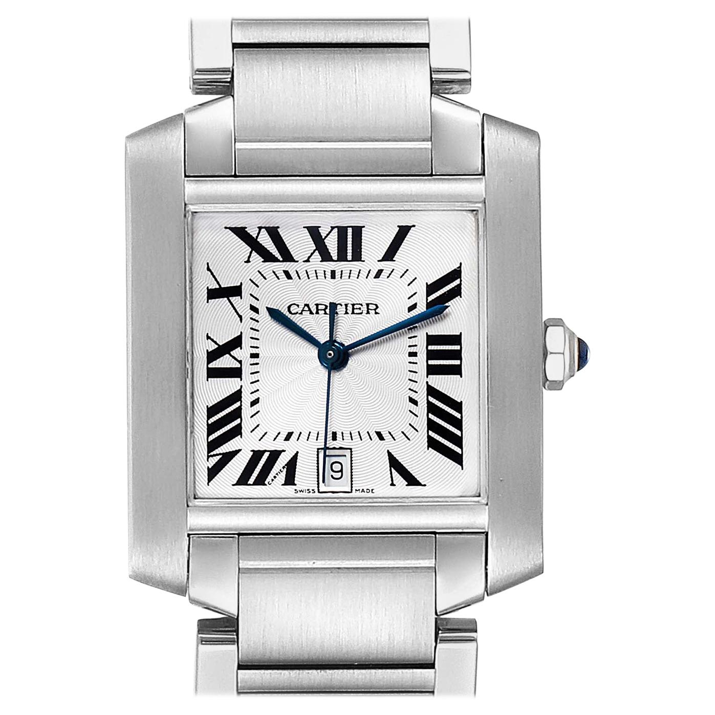 Cartier Tank Francaise Silver Dial Automatic Steel Men's Watch W51002Q3 For Sale