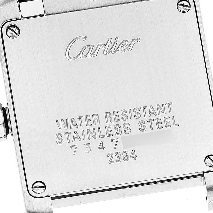 Cartier: Blaue Damenuhr W51008Q3, Tank Francaise, Silber-Zifferblatt mit blauen Henkeln 3