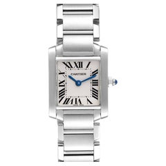 Cartier Tank Francaise Silver Dial Blue Hands Ladies Watch W51008Q3 Box Papers