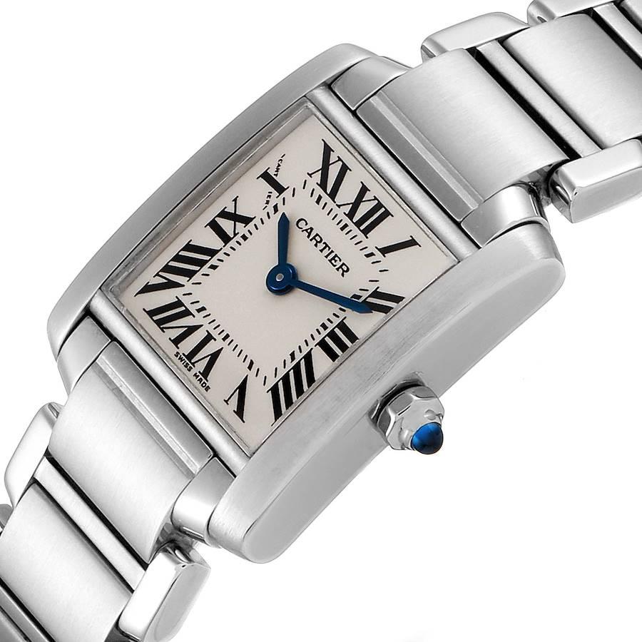 Cartier Tank Francaise Silver Dial Blue Hands Ladies Watch W51008Q3 For Sale 1