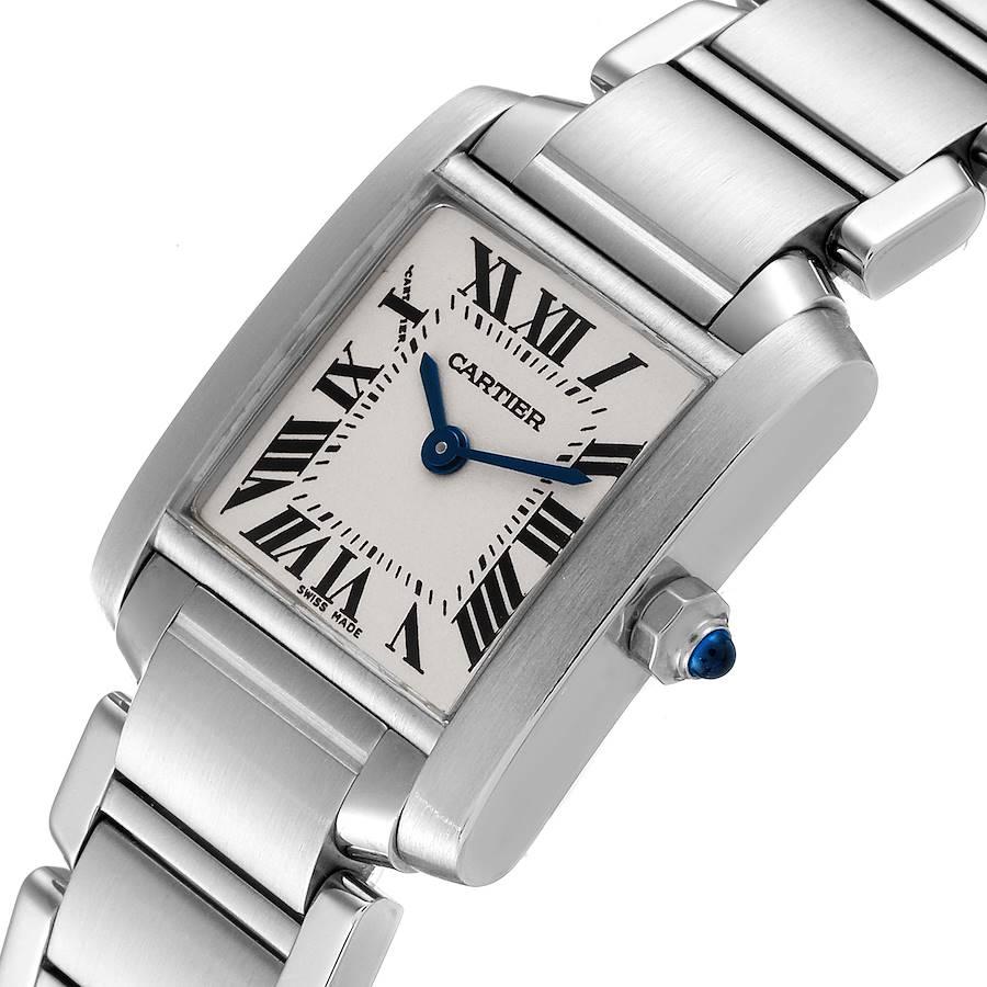 Cartier Tank Francaise Silver Dial Blue Hands Ladies Watch W51008Q3 For Sale 1