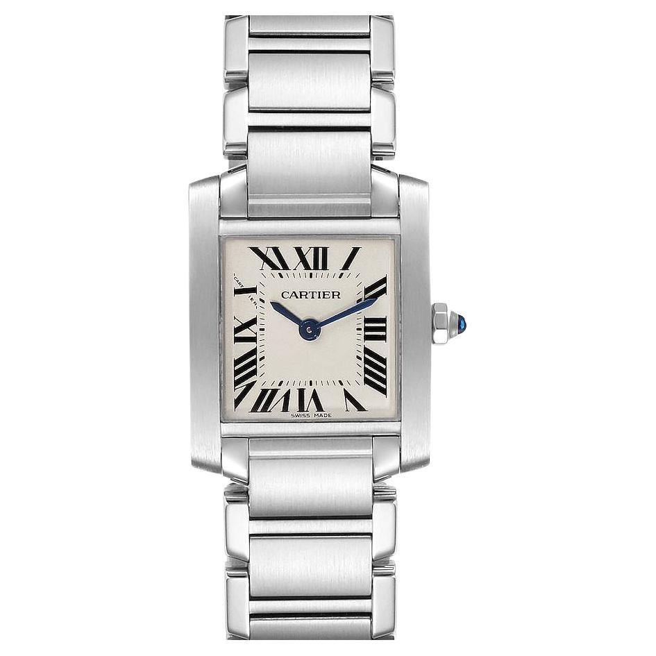 Cartier Tank Francaise Silver Dial Blue Hands Ladies Watch W51008Q3