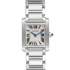 Cartier Tank Francaise Silver Dial Blue Hands Ladies Watch W51008Q3