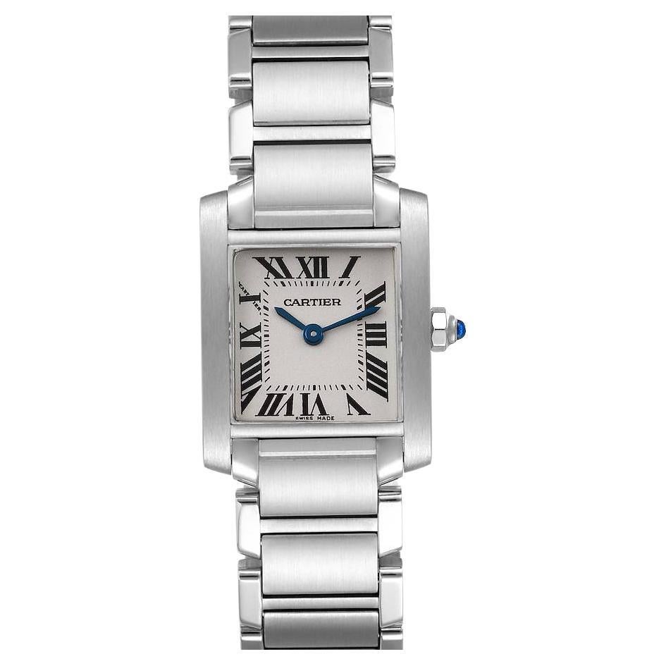 Cartier Tank Francaise Silver Dial Blue Hands Ladies Watch W51008Q3 For Sale