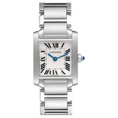 Cartier Tank Francaise Silver Dial Blue Hands Ladies Watch W51008Q3