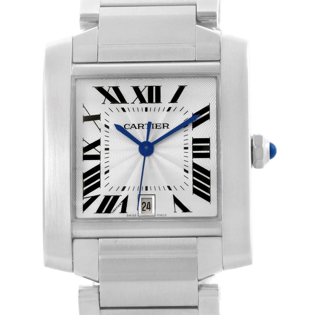 Women's or Men's Cartier Tank Francaise Silver Dial Steel Automatic Men's Watch W51002Q3