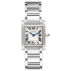 Cartier Tank Francaise Silver Dial Steel Ladies Watch W51008Q3 Box Card