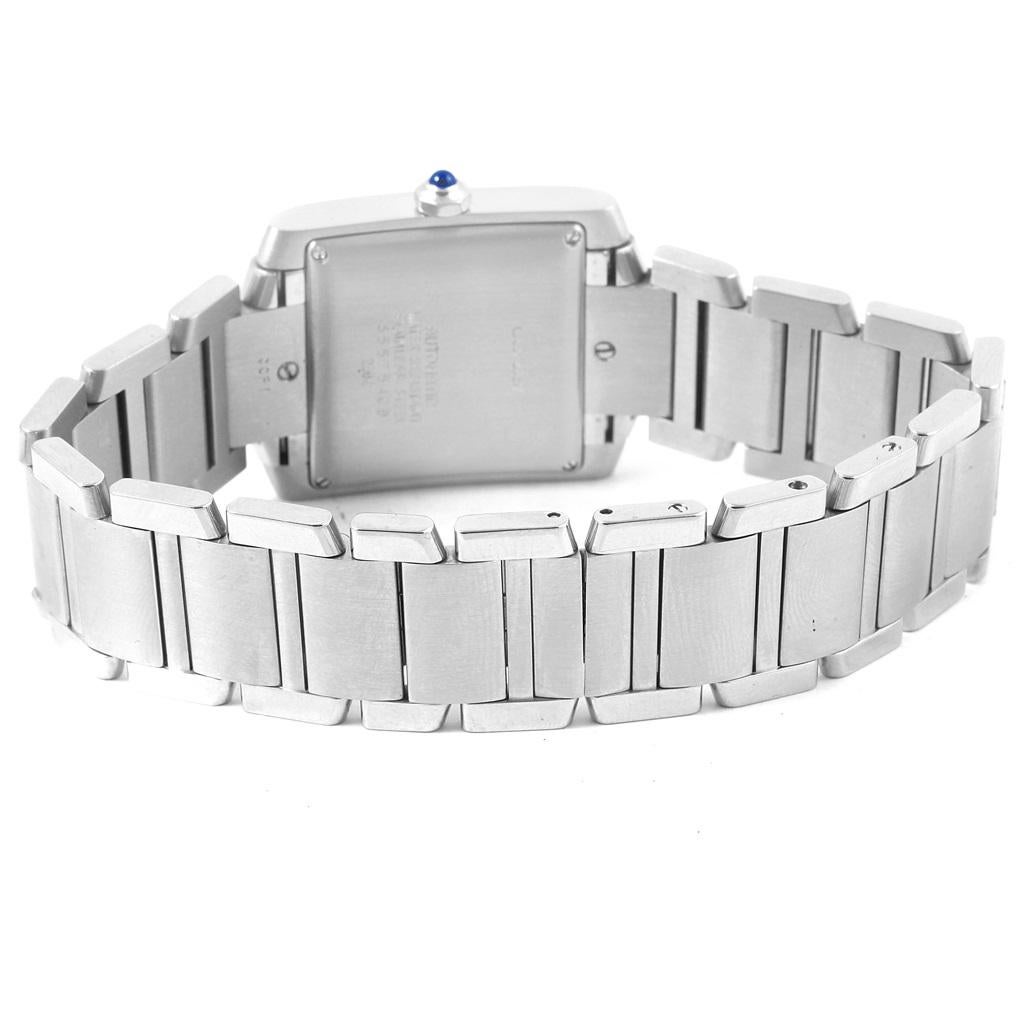 Cartier Tank Francaise Silver Roman Dial Steel Watch Model W51002Q3 For Sale 2