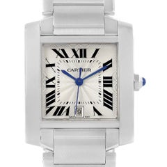 Cartier Tank Francaise Silver Roman Dial Steel Watch Model W51002Q3