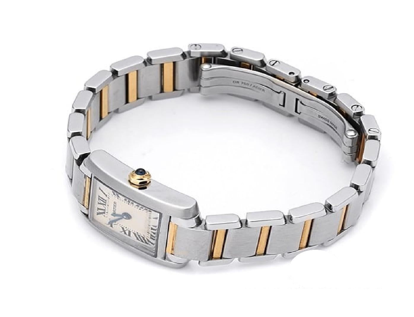 Cartier Tank Française SM W51007Q4 Gold & Steel Ladies Watch - Luxurious In Excellent Condition In Holtsville, NY
