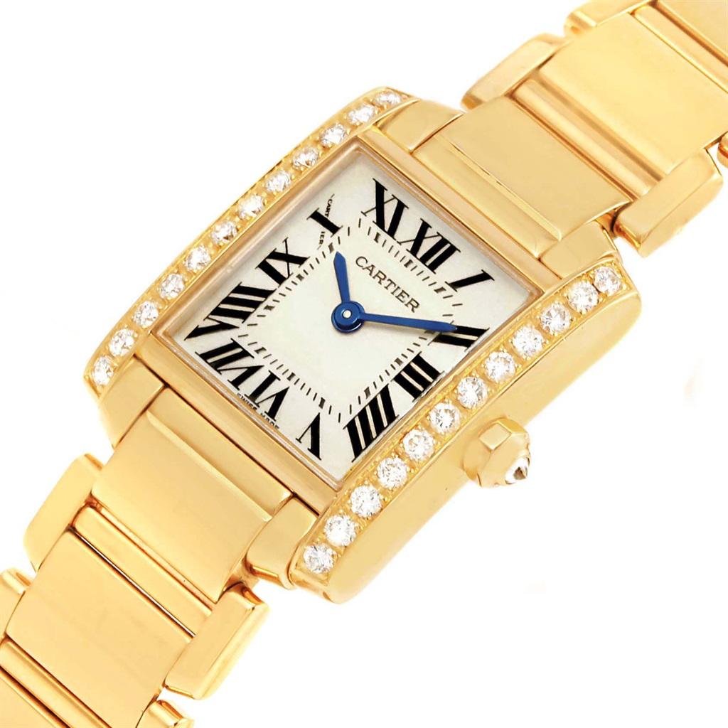 Cartier Tank Francaise Small 18 Karat Yellow Gold Diamond Watch WE1001R8 2