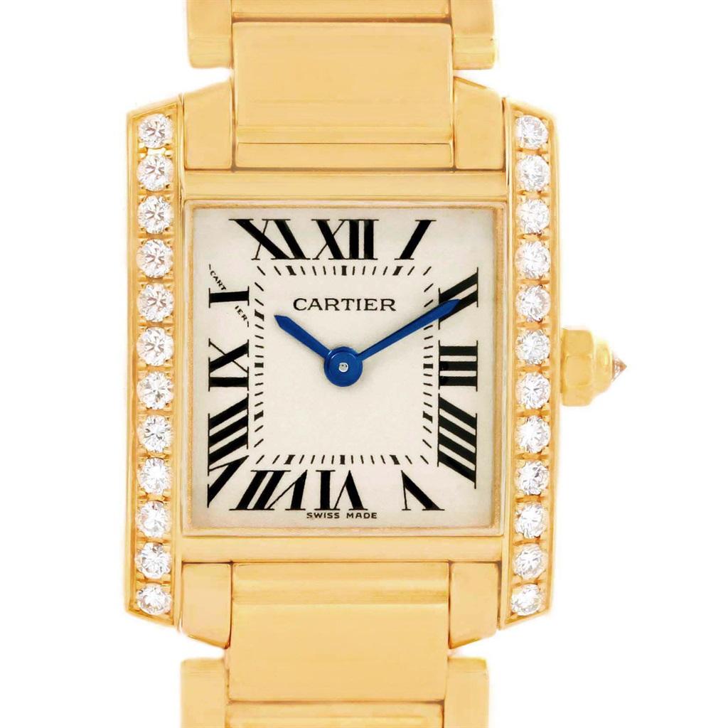 Cartier Tank Francaise Small 18 Karat Yellow Gold Diamond Watch WE1001R8 3