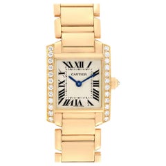 Cartier Tank Francaise Small 18 Karat Yellow Gold Diamond Watch WE1001R8