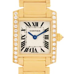 Cartier Tank Francaise Small 18 Karat Yellow Gold Diamond Watch WE1001R8