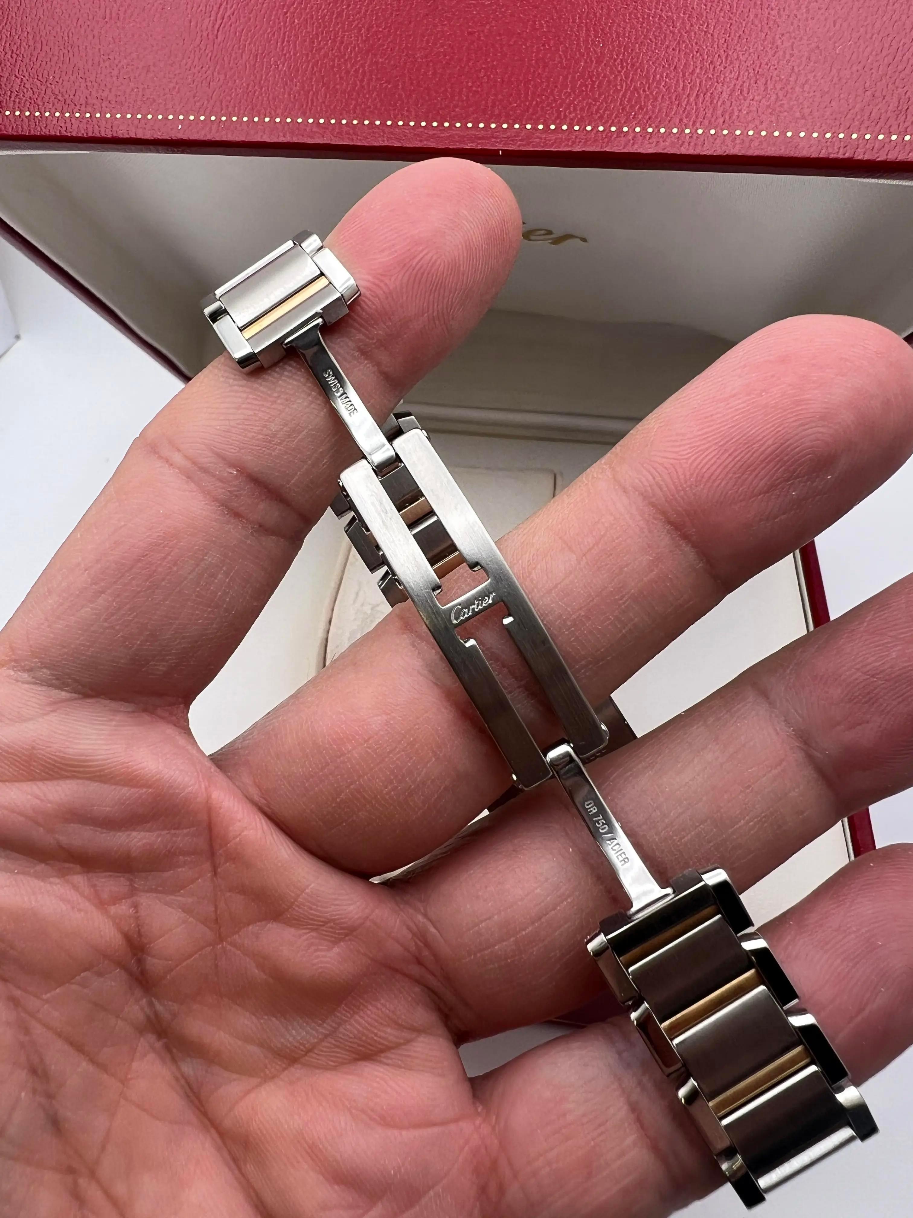 Cartier Tank Francaise Small 18K Two Tone Rose Pink MOP Dial Box Papers W51027Q4 For Sale 6