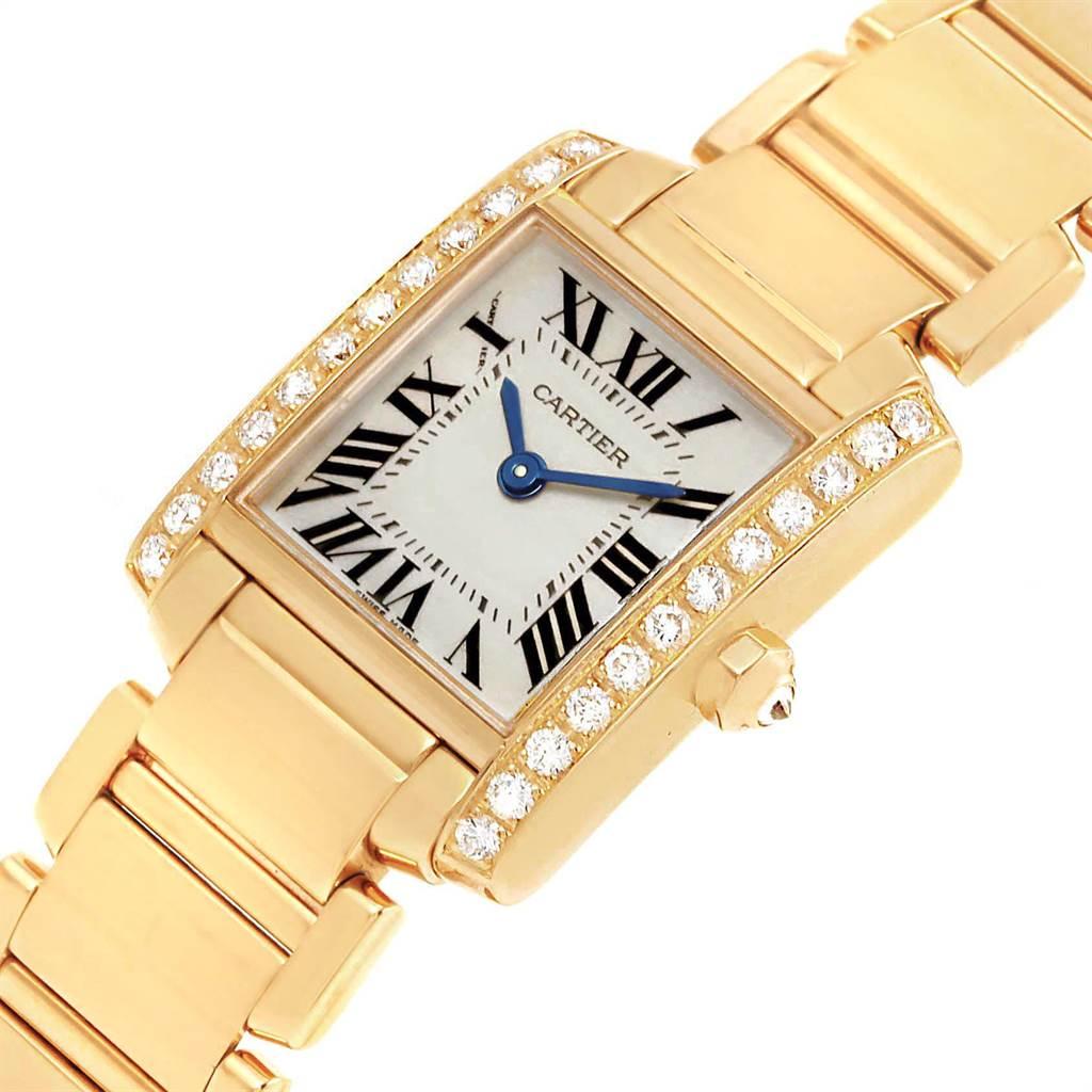 Cartier Tank Francaise Small 18 Karat Yellow Gold Diamond Watch WE1001R8 3