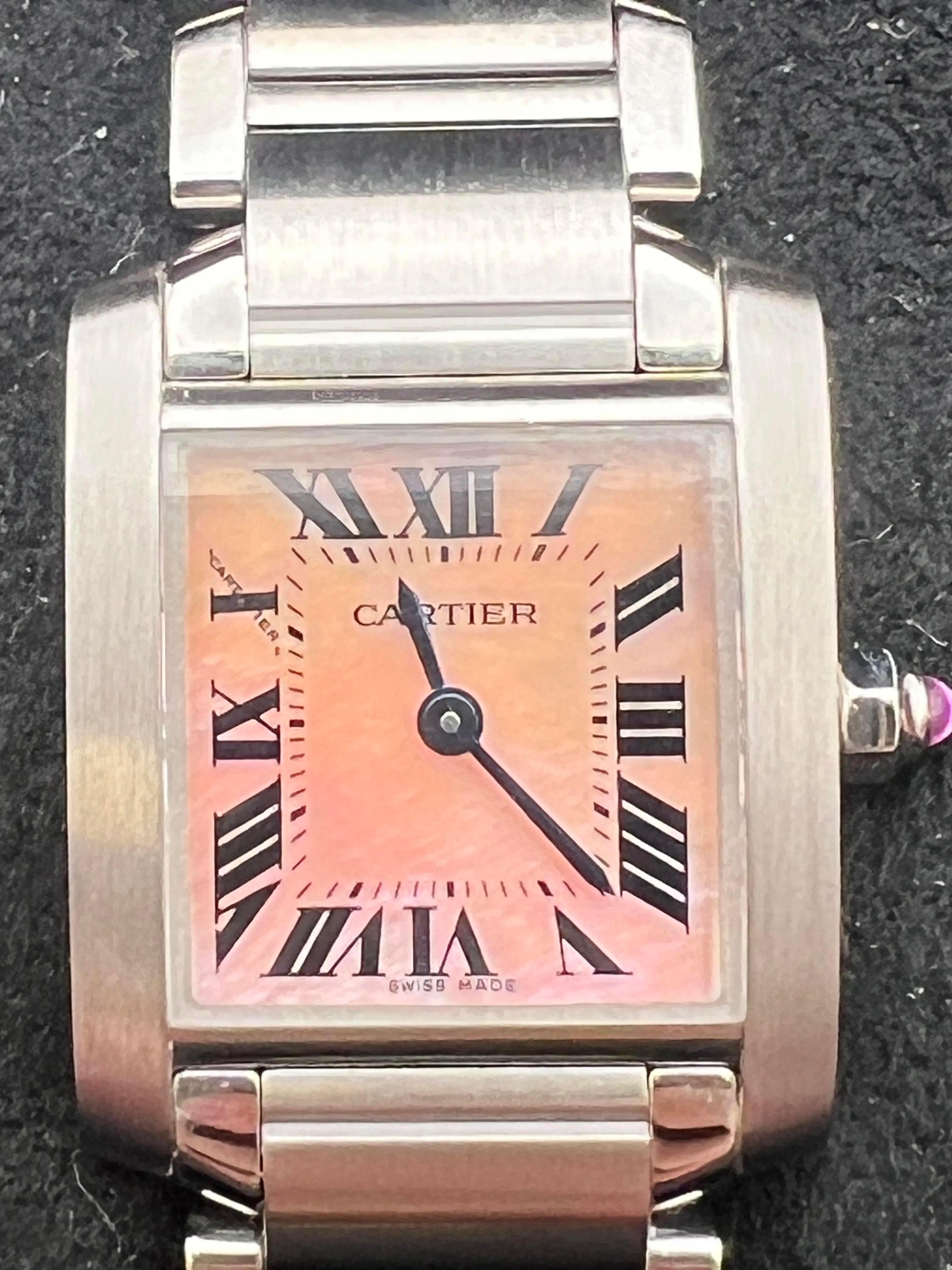 Women's Cartier Tank Francaise Small 20mm W51028Q3 Pink Mother Of Pearl Dial Box Papers For Sale