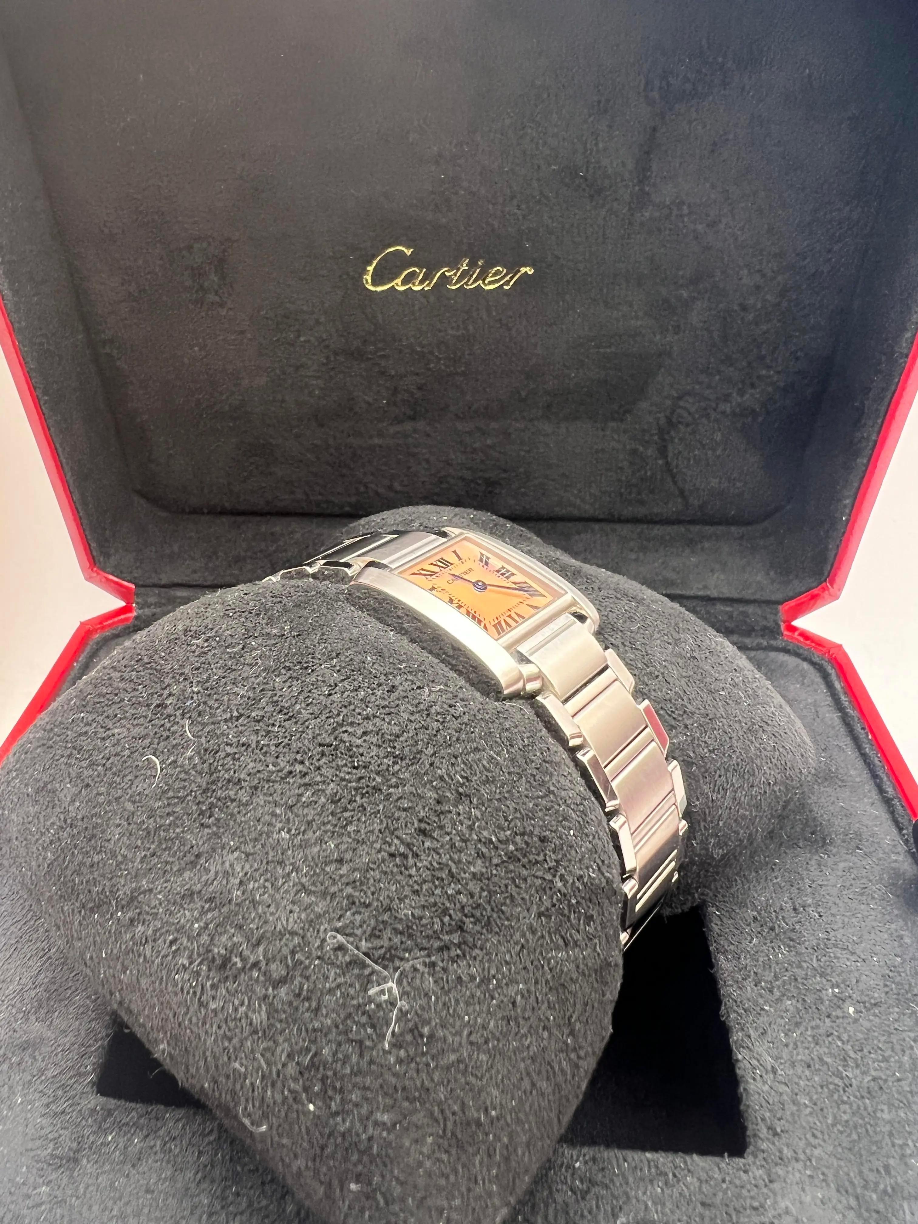 Cartier Tank Francaise Small 20mm W51028Q3 Pink Mother Of Pearl Dial Box Papers For Sale 3